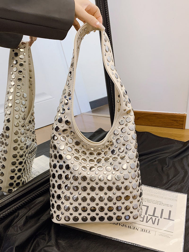 Fashion Women'S Bags 2026 New Casual Stylish Trendy Cool Polka Dot Studded Underarm Bag Bucket Bag Shoulder Bag - Image 1
