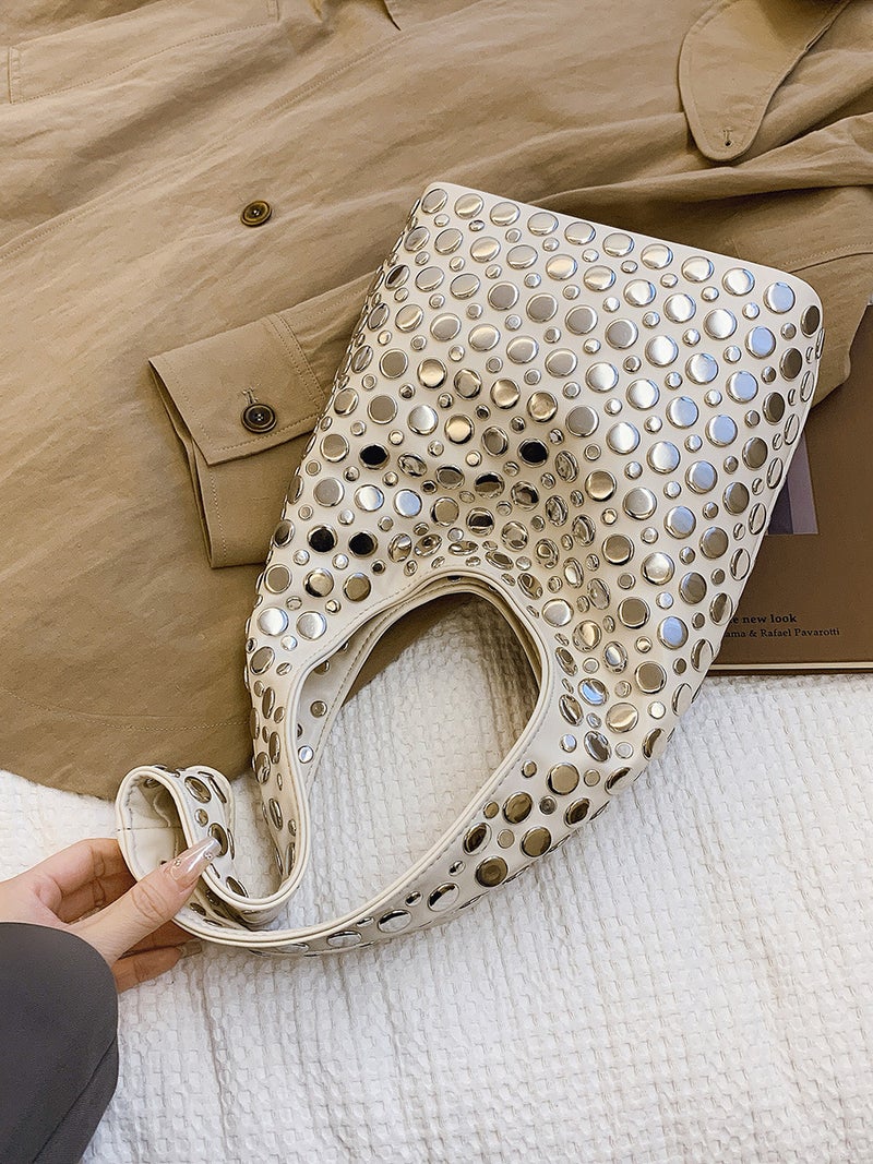 Fashion Women'S Bags 2026 New Casual Stylish Trendy Cool Polka Dot Studded Underarm Bag Bucket Bag Shoulder Bag - Image 3