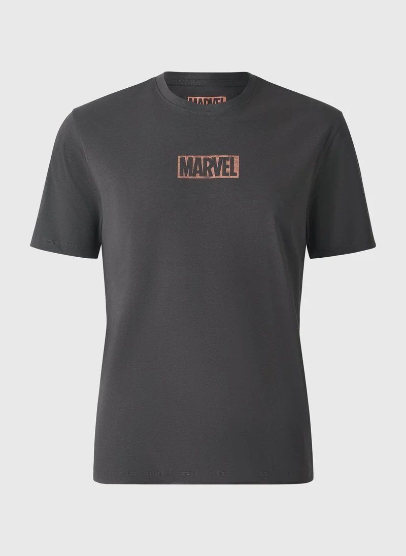 Matalan Marvel Charcoal Washed T-Shirt