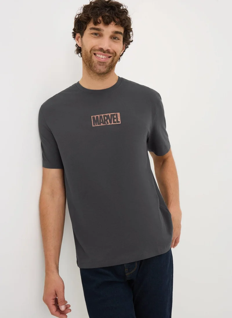 Matalan Marvel Charcoal Washed T-Shirt