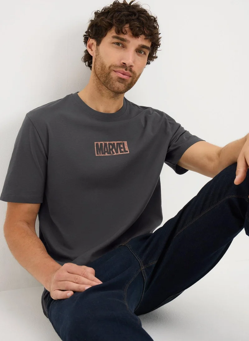 Matalan Marvel Charcoal Washed T-Shirt