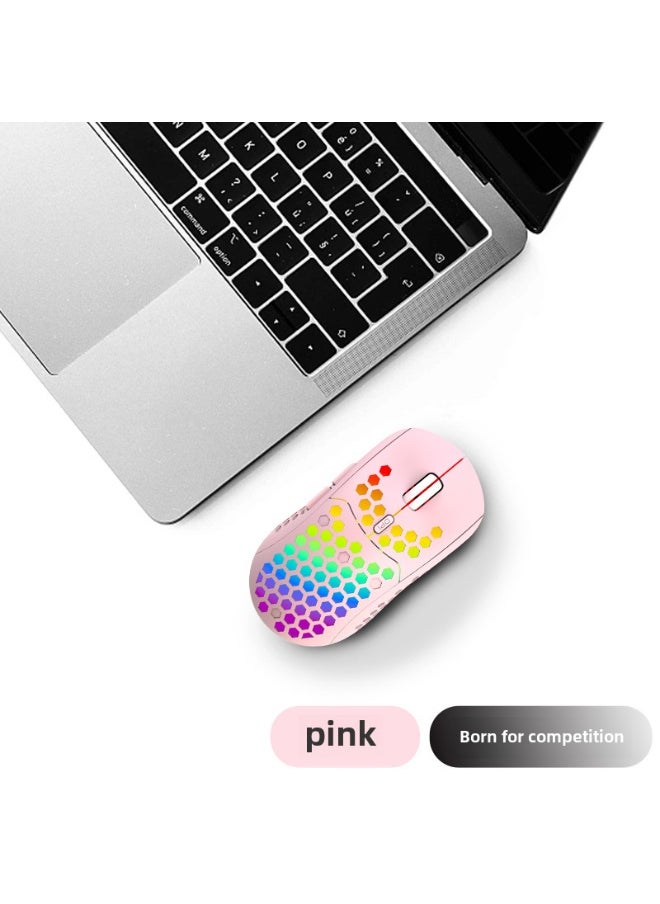 NIBEMINENT Wireless Gaming Mouse with RGB Lighting and Advanced Sensitivity Pink 