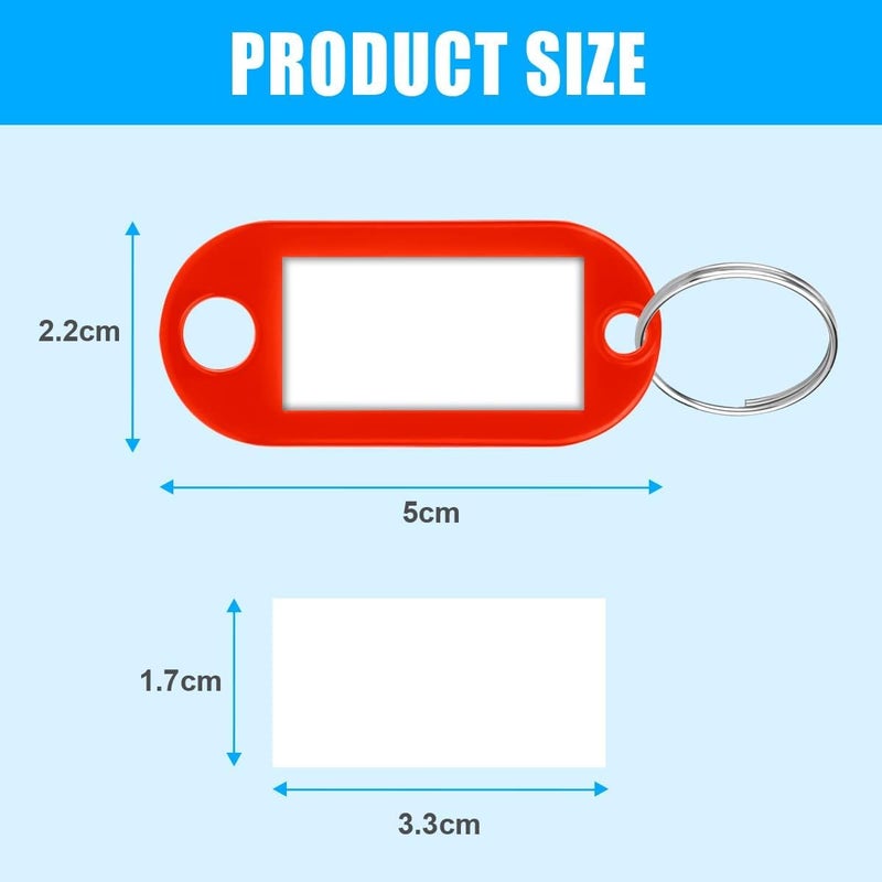 AKASENKO 100 Pieces Plastic Keyrings with Tags, 10 Colours Keys, Keyrings Tags Customised, for Marking Various Objects such as Keys, Suitcases, Pets (100 Pieces-10 Colours) - Image 1