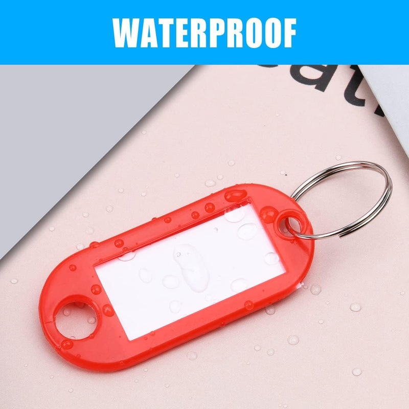 AKASENKO 100 Pieces Plastic Keyrings with Tags, 10 Colours Keys, Keyrings Tags Customised, for Marking Various Objects such as Keys, Suitcases, Pets (100 Pieces-10 Colours) - Image 4