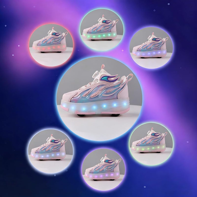 VTERLY Kids Roller Skate Shoes with LED Lights - Double Wheels Sneaker Heelys for Girls & Boys - Image 2
