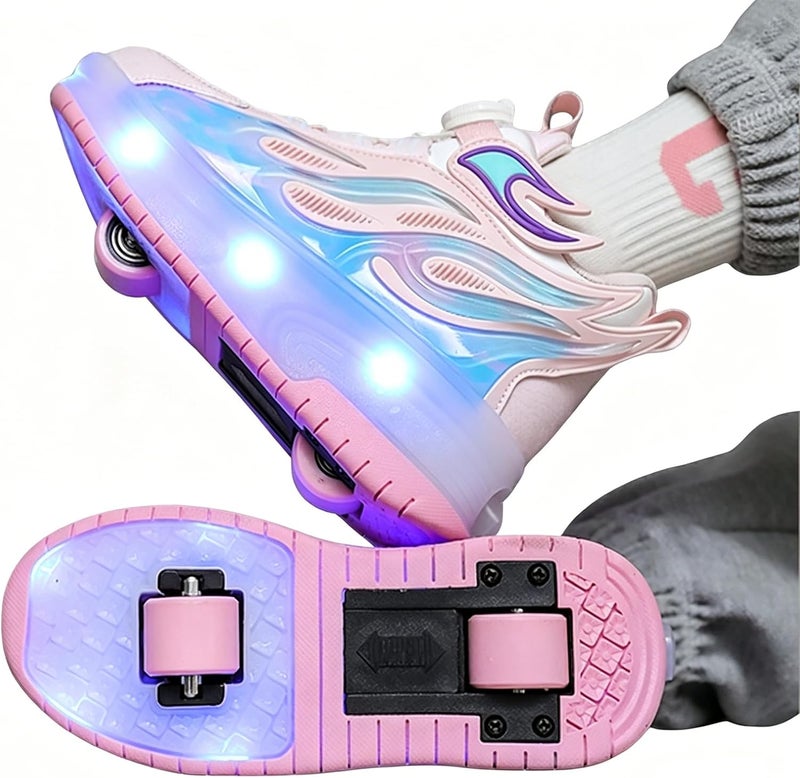 VTERLY Kids Roller Skate Shoes with LED Lights - Double Wheels Sneaker Heelys for Girls & Boys - Image 1