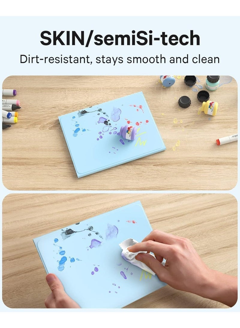 حافظة لوحة مفاتيح مغناطيسية باللغتين العربية والإنجليزية لأجهزة iPad (A16) من الجيل الحادي عشر/العاشر (2025/2022) – لوحة مفاتيح قابلة للفصل مزودة بإضاءة خلفية وتعمل بالبلوتوث مع لوحة تتبع متعددة اللمس وحامل قلم مدمج وغطاء حماية رفيع وأنيق (أزرق سماوي) - Image 5