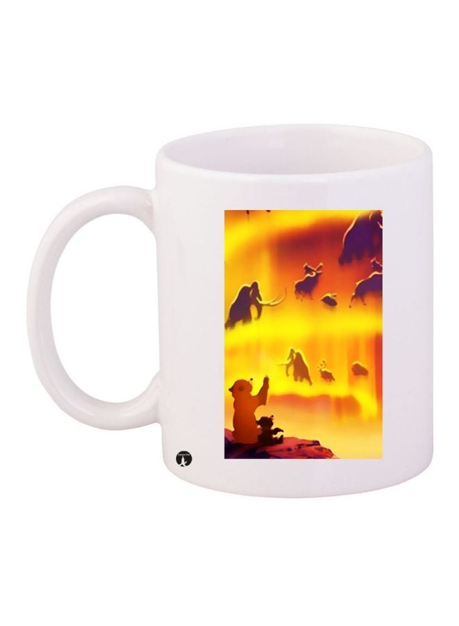 RYN Cartoon Printed Coffee Mug White/Yellow 11ounce