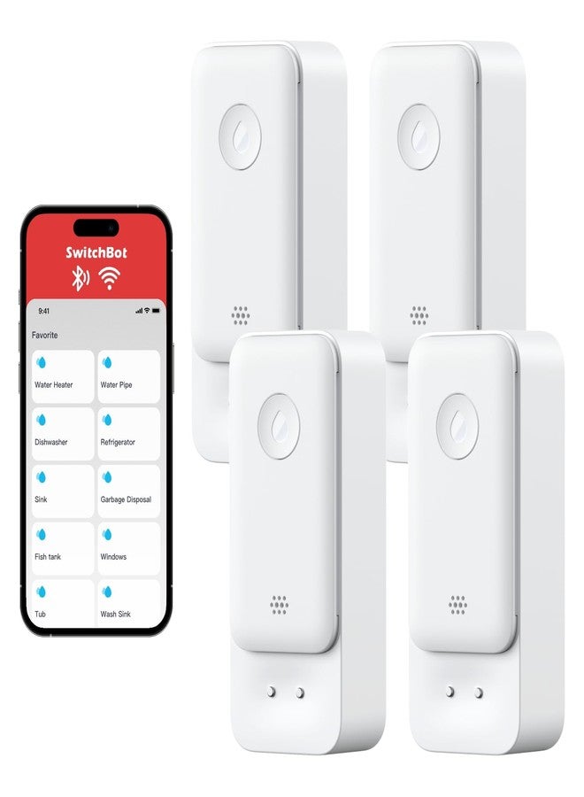 SwitchBot WiFi Water Sensor 4 Pack, Smart Water Leak Detector, 100dB Adjustable Alerts & App Alerts, IP67 Waterproof, Wireless Detector for Kitchen, Bathroom, Basement, No Hub Required (Support 2.4G) - Image 1