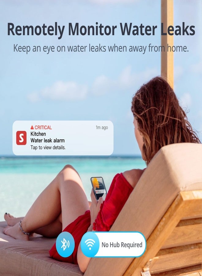 SwitchBot WiFi Water Sensor 4 Pack, Smart Water Leak Detector, 100dB Adjustable Alerts & App Alerts, IP67 Waterproof, Wireless Detector for Kitchen, Bathroom, Basement, No Hub Required (Support 2.4G) - Image 4