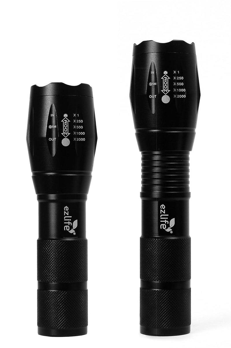 EzLife Professional LED Flashlight Zoomable 3 Modes of Flashing Torch Light Free 3 AAA Battery with The Package - Image 3