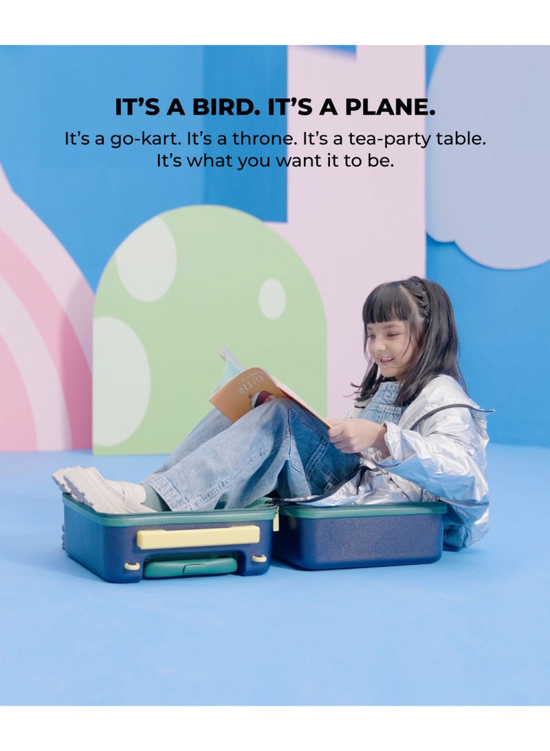 Mokobara Moko Blocks Kids Luggage (19 L)| Cabin 38cm (For 3-8 Yrs) | Polycarbonate Hardshell | 360° Spinner Wheels & Premium Zippers | Sling Belt & Sticker Pack Included|Blue(Pool Party) - Image 4