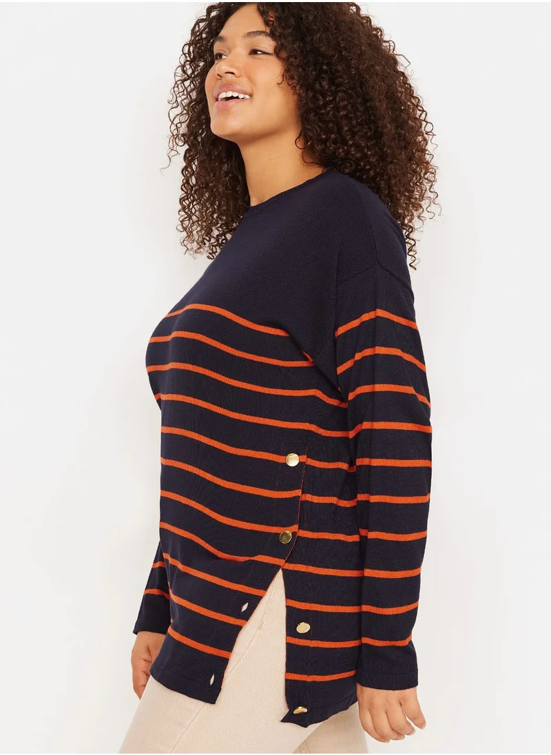 ترينديول كيرف Striped Knitted Sweater