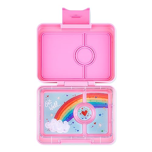 Yumbox Snack Box - 3 Compartment - Leakproof Bento Lunch Box for Kids (Fifi Pink with Rainbow Tray) - Image 1