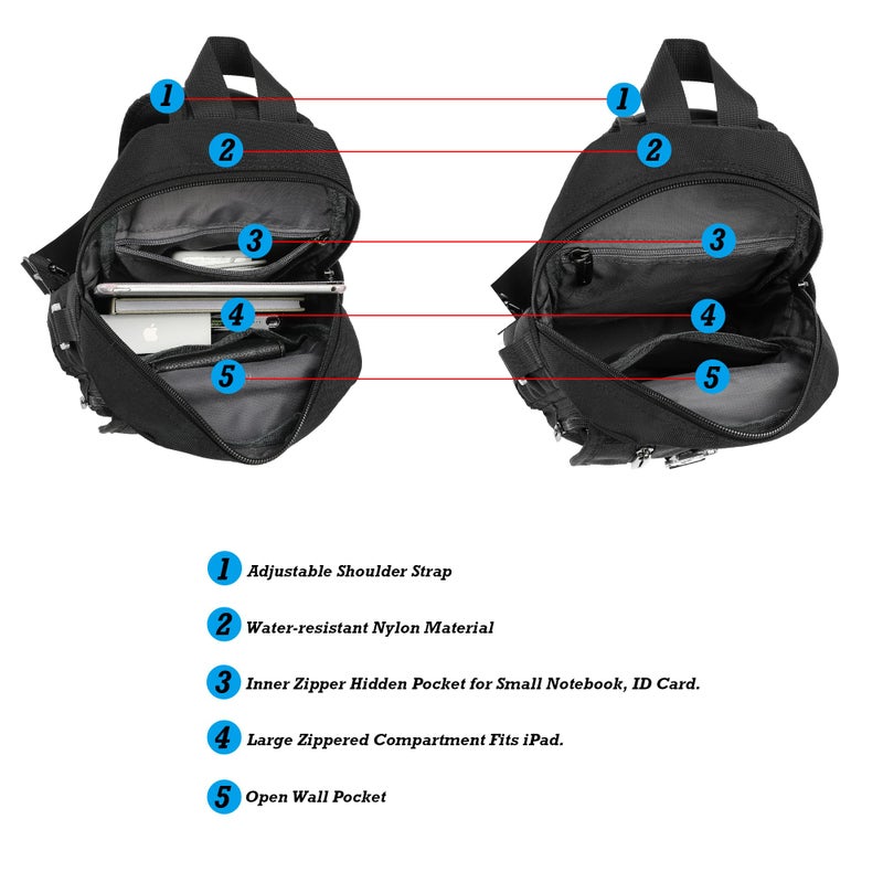 NICGID Sling Bag Chest Shoulder Backpack Crossbody Bags for Tablet Laptop Outdoor Hiking Men Women - Image 4