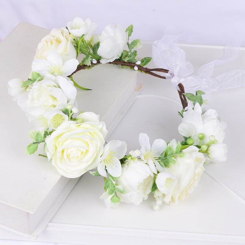 Artificial Wreath Han Suit Silk Flower Headwear Travel Card Hair Accessories Ethnic Style Pography Flower Hair Hoop Wreath - Image 4