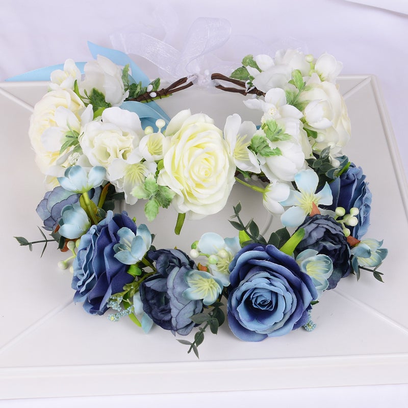Artificial Wreath Han Suit Silk Flower Headwear Travel Card Hair Accessories Ethnic Style Pography Flower Hair Hoop Wreath - Image 2