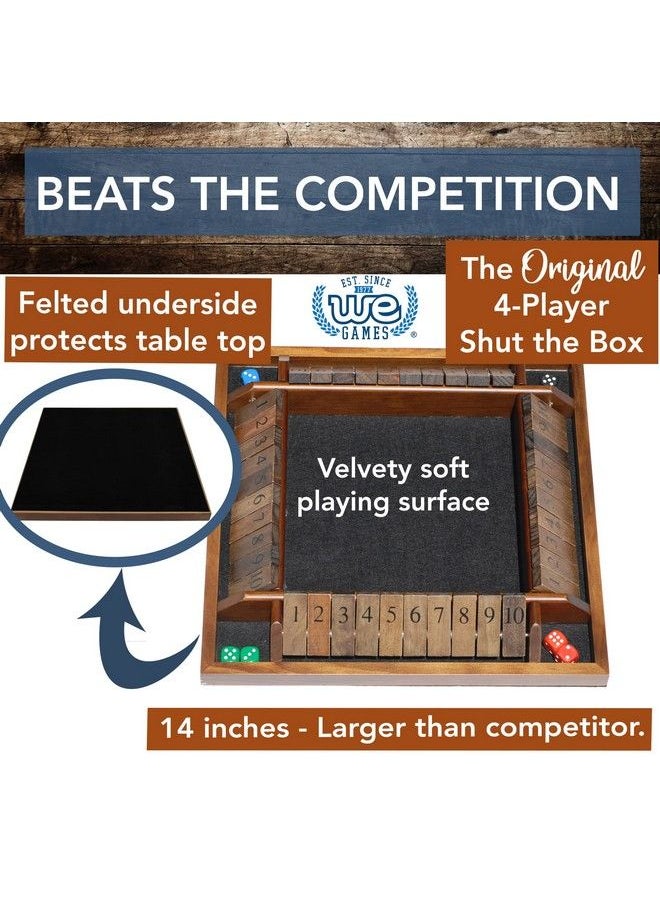 WE Games Shut The Box Game Wooden Board Games For Family Night 14 In. 4 Player Bar Games Game Room Math Games For Board Game Table Board Games For Adults And Family Wooden Dice Games For Families  - Image 4