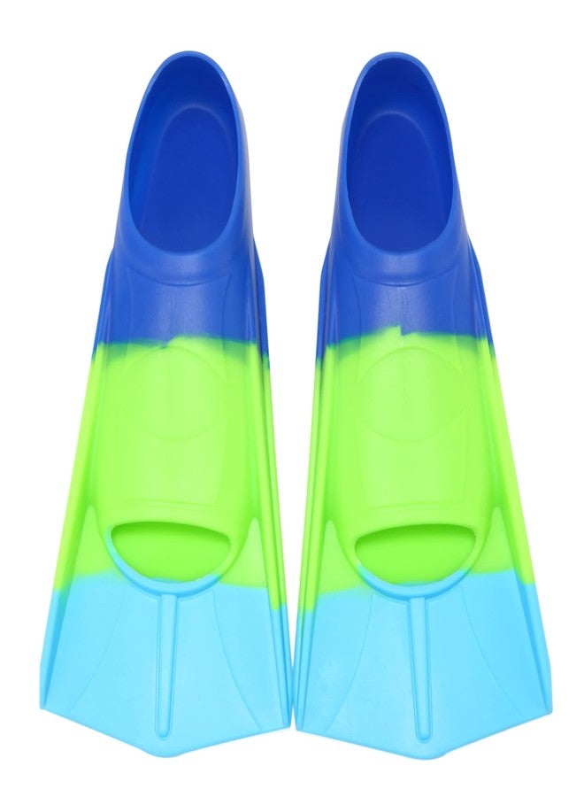 Fanwill Kids Swim Fins,Short Comfortable Flippers for Lap Swimming and Training for Child,Girls,Boys,Beginners Blue/Green/SkyBlue(L) - Image 1