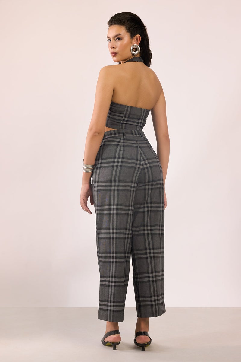 Virgio Checks Viscose Stretch Checked Straight Fit Pant for Women - Image 4