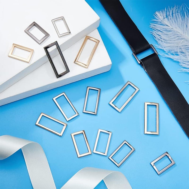 كلاراكو 48 قطعة من مشابك أحزمة معدنية من كلاركو، 3 ألوان متعددة الأغراض، مشبك حلقي مربع للمحفظة، 19.5/25/29.5/35 مم، مشابك حلقية مستطيلة لمقود الكلب وحزام الأمتعة وملحقات الحرف اليدوية - Image 2