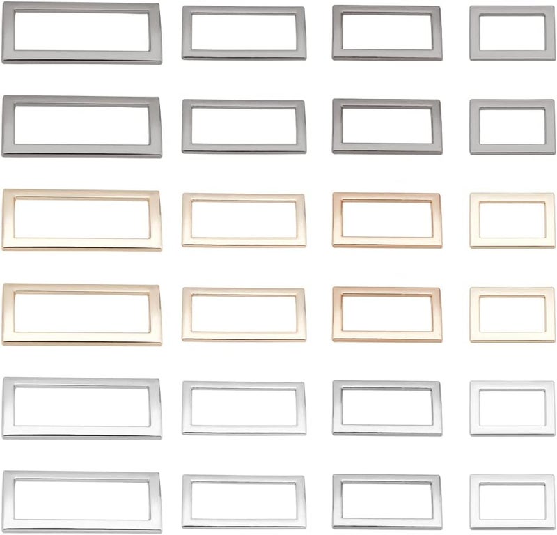 كلاراكو 48 قطعة من مشابك أحزمة معدنية من كلاركو، 3 ألوان متعددة الأغراض، مشبك حلقي مربع للمحفظة، 19.5/25/29.5/35 مم، مشابك حلقية مستطيلة لمقود الكلب وحزام الأمتعة وملحقات الحرف اليدوية - Image 1