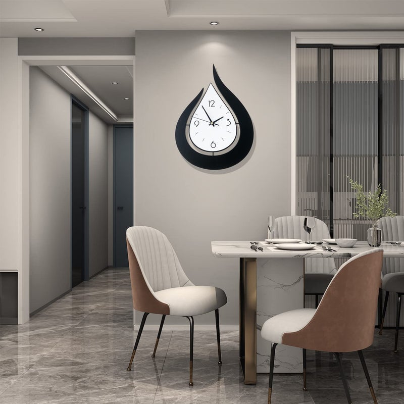 SHUNZY Decorative Wall Clocks for Living Room Decor Modern Big Battery Operated for Bedroom Office Kitchen Home 17 Inch Wood and Iron Large Silent Wall Clock Non Ticking