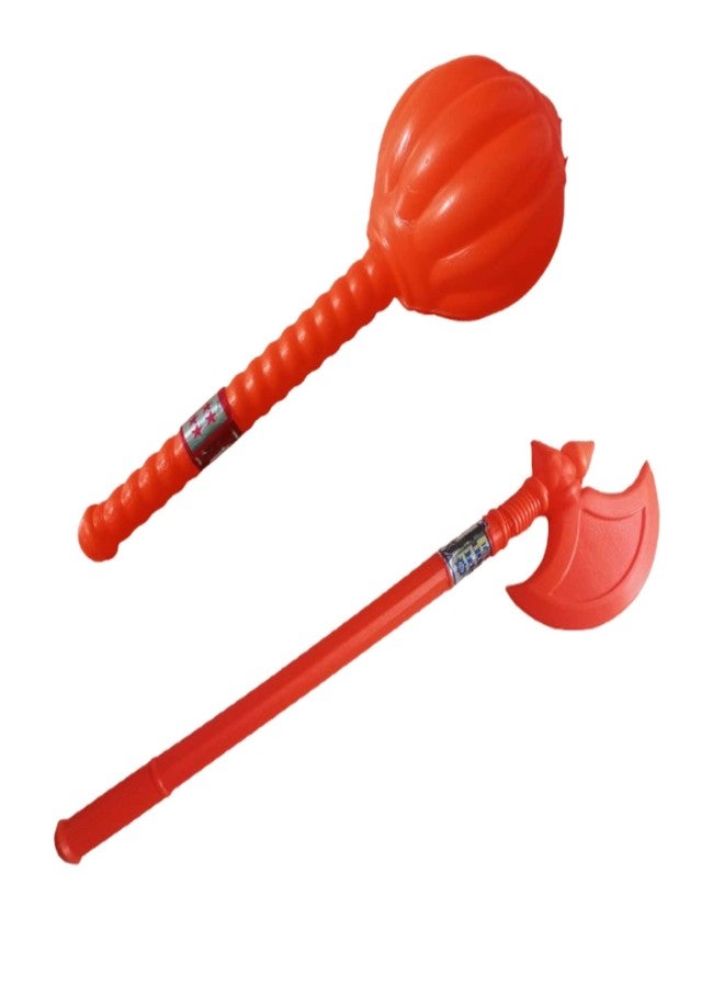 ZOKCY® 3 in 1 (1 Small Human Gada + 1 Khulhadi (Axe)+ 1 Shiv Trishul) Toy for Kids/Plastic Khulhadi Axe/Small Super Hanuman Gada Toy/Plastic Weapon Toy for Kids Dussehra & Diwali Celebration - Image 5