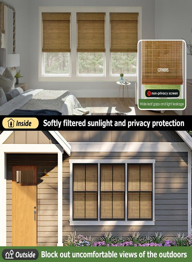 LazBlinds Cordless Bamboo Roman Shades, Privacy Blinds for Interior Windows, Room Darkening Roll Up Bamboo Blinds for Home & Patio, 28" W x 64" H, Highfield Teak - Image 2