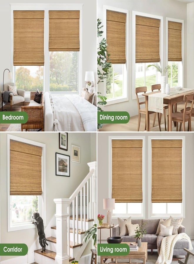LazBlinds Cordless Bamboo Roman Shades, Privacy Blinds for Interior Windows, Room Darkening Roll Up Bamboo Blinds for Home & Patio, 28" W x 64" H, Highfield Teak - Image 5