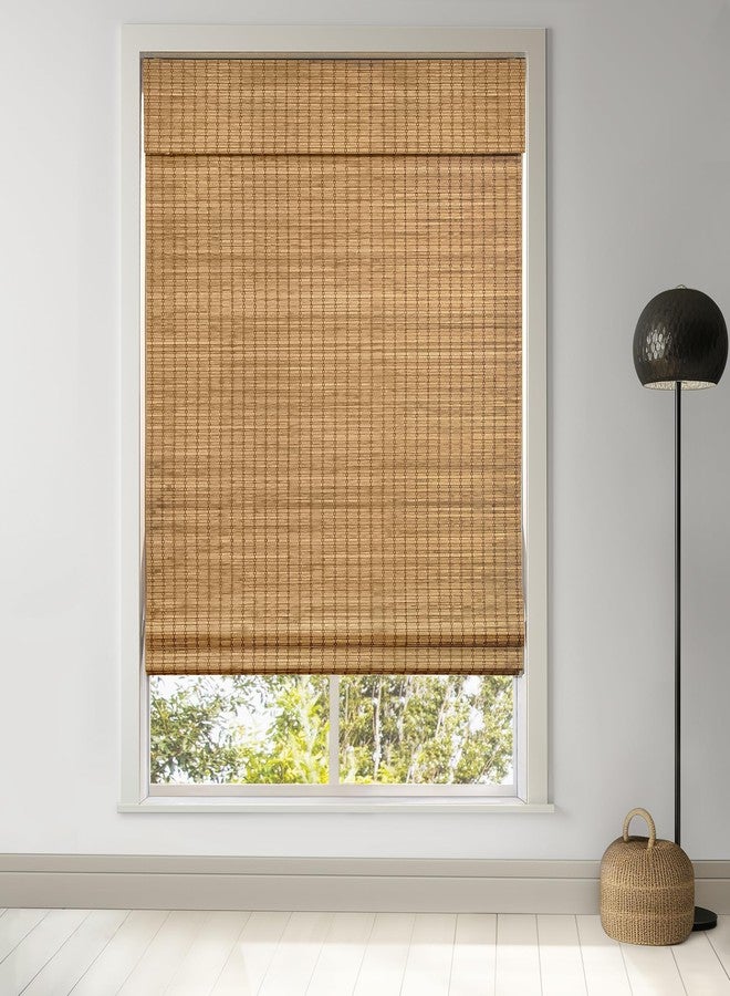 LazBlinds Cordless Bamboo Roman Shades, Privacy Blinds for Interior Windows, Room Darkening Roll Up Bamboo Blinds for Home & Patio, 28" W x 64" H, Highfield Teak - Image 1