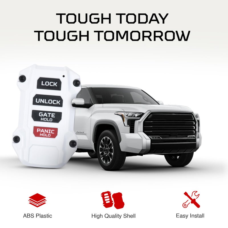 AJT DESIGN Replacement Key Fob Compatible with Toyota Tacoma (2024+), Tundra (2022+), 4Runner (2025+) & Sequoia (2023+) | Custom Made in USA | Injection Molded Rugged Case - White - Image 3