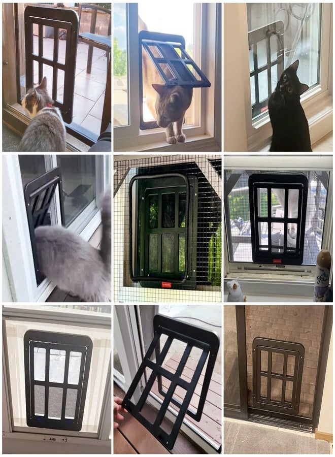NAMSAN Cat Screen Door, Flap Opening 8.3 x 10.3 inches, Doggie Door for Screen Door, Window Cat Door Magnetic Self-Closing, Cat Door for Sliding Door, Lockable, Black - Image 2
