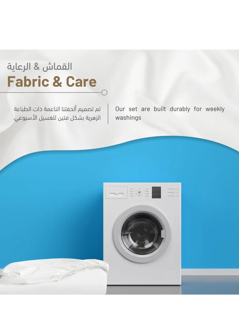 دوناتيلا طقم شرشف مطاط 3 قطع مفرد و نصف 150×200 سم 30سم فائق النعومة لون أبيض سكري