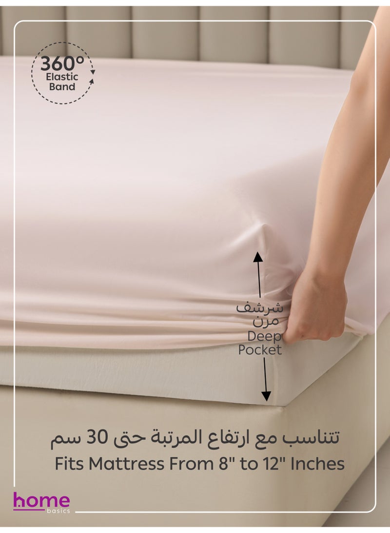 Donetella Bedding Fitted Sheet - Fits 150x200 Cm Bed For Queen Bed 3 Pcs (1 Fitted Sheet and 2 Pillowcases) - 30 Cm Deep Pocket - Solid Bed Sheet - Image 4