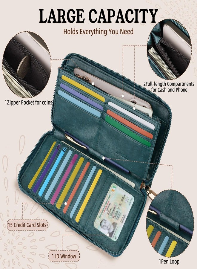 APHISON Wallet Women Large Capacity Clutch Purse For Ladies Card Holder RFID Wristlet Phone Zipper Coin Travel Pocket - Image 3