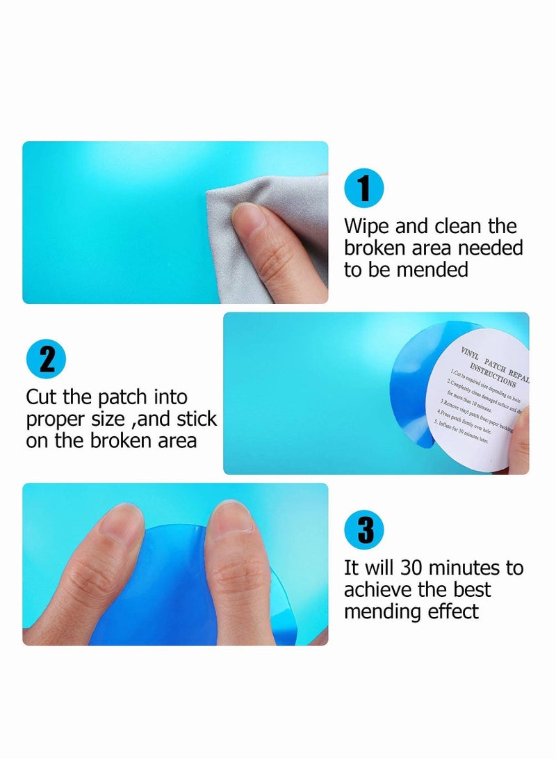 Y&D Repair Patches Round Self-Adhesive PVC Vinyl Pool Liner Patch Boat Rubbers for Inflatable Raft Kayak Canoe Blue 20 Pieces - Image 4