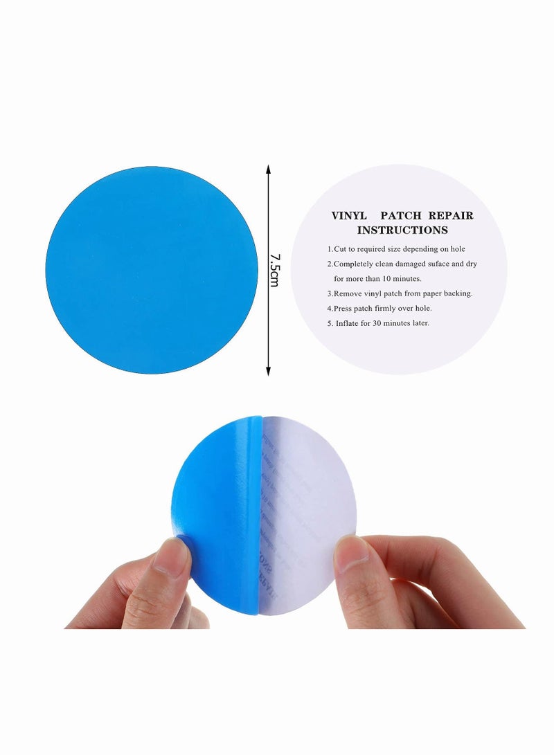 Y&D Repair Patches Round Self-Adhesive PVC Vinyl Pool Liner Patch Boat Rubbers for Inflatable Raft Kayak Canoe Blue 20 Pieces - Image 3