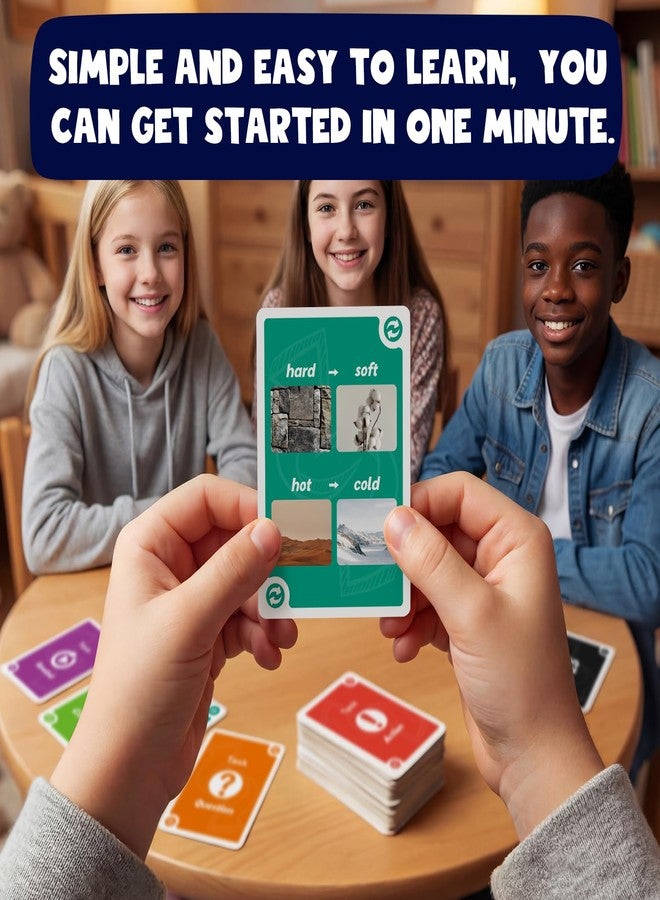 HugHush Opposite Game - Funny Family Card Game for Kids Ages 10+ & Parents,Fast-Paced Question and Answer Reaction Game,Engaging Brain Training Fun for 3-6 Players - Perfect for Parties - Image 4