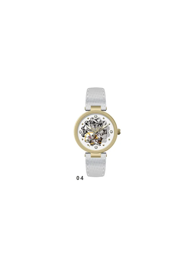Kenneth Cole New York Kenneth Cole New York 34mm Automatic Women's Watch with White Dial & White Genuine Leather Strap