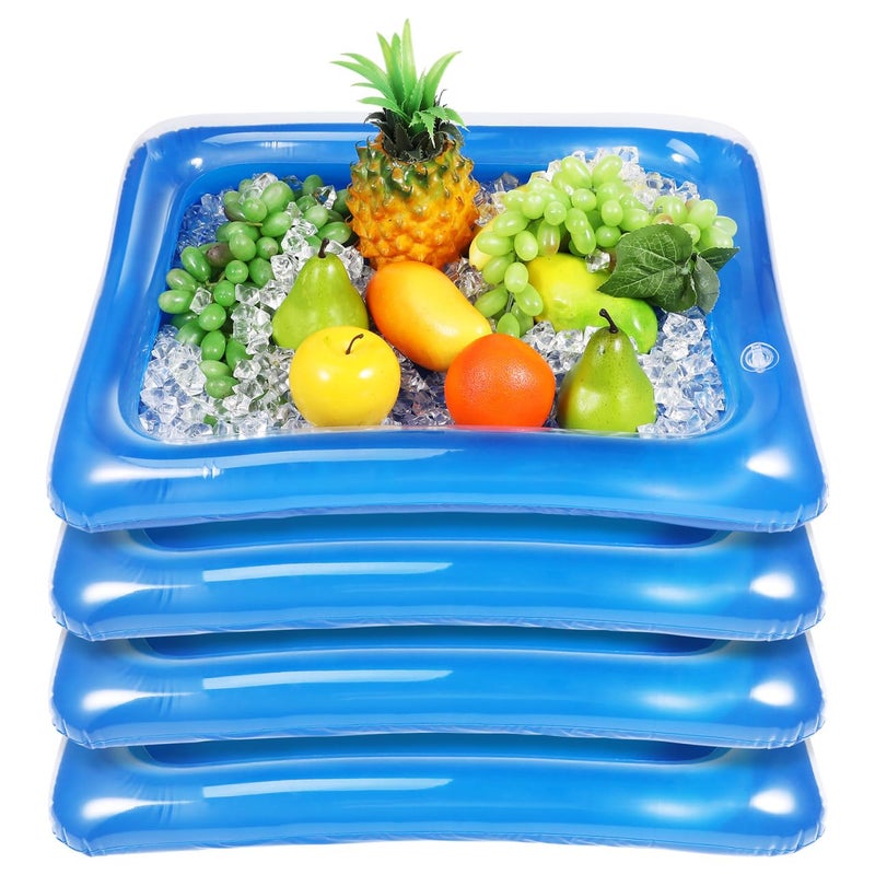 DOITOOL Inflatable Serving Bars Ice Buffet Salad Serving Trays 4 Pack Salad Ice Tray Food Drink Holder Cooler Containers for Indoor Outdoor BBQ Picnic Camping Pool Party 177 x 236 inch