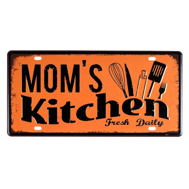 EAZYWAGON "Mom's Kitchen" Vintage Retro Metal Signs - License Wall Plate, Car Tag - Ideal for Cafe, Restaurant, Shop, Home, Hotel, Club, Office, Living Area - Design Plaque - Image 1