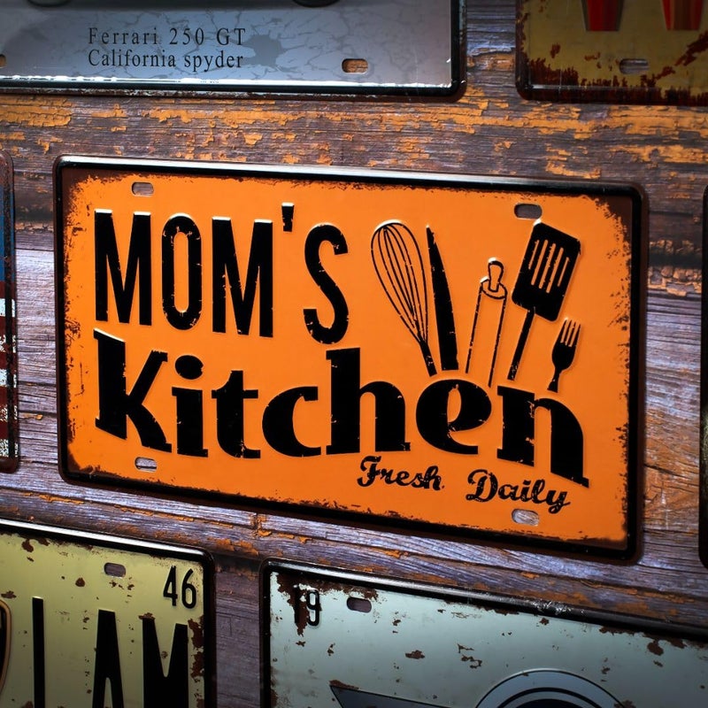 EAZYWAGON "Mom's Kitchen" Vintage Retro Metal Signs - License Wall Plate, Car Tag - Ideal for Cafe, Restaurant, Shop, Home, Hotel, Club, Office, Living Area - Design Plaque - Image 2