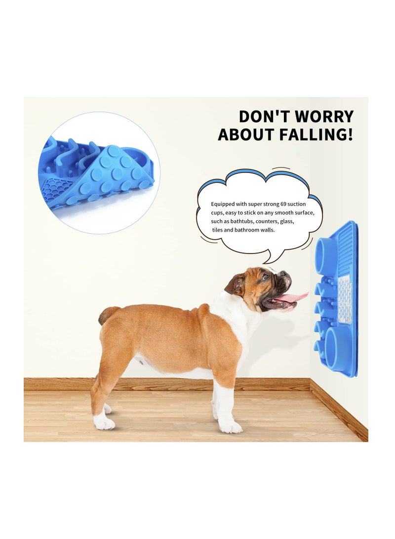 Excefore 3 in 1 Lick Mat for Dogs, Silicone Slow Feeder Dog Bowl with Suction Cup, Perfect for Treats, Yogurt, Boredom And Anxiety Reduction, Suitable for Dogs and Cats, Blue - Image 3