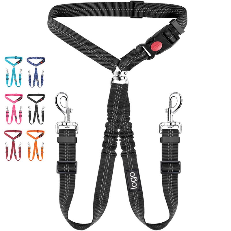 Generic Pet Leash Dog Walking Towing Rope One to Two Safety Belt Nylon Material Pet Supplies Dog Chain Circle for Easy Movement Black 