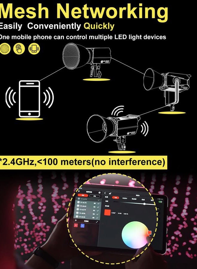 Ifootage ضوء LED COB بقوة 320 واط للاستوديو، مثل ضوء النهار، 8 تأثيرات إضاءة، CRI 98، TLCI 99، 56000 لوكس @1م، تحكم عبر تطبيق بلوتوث/زر، محول طاقة AC، TM-30 Rf97 Rg100 - Image 2