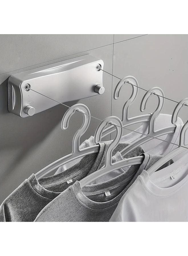 Silver 204 72 Inch Aluminum Telescopic Clothesline Dual Section Retractable For Indoor Outdoor - Image 3