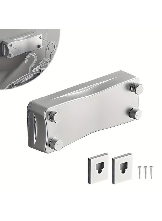 Silver 204 72 Inch Aluminum Telescopic Clothesline Dual Section Retractable For Indoor Outdoor - Image 2