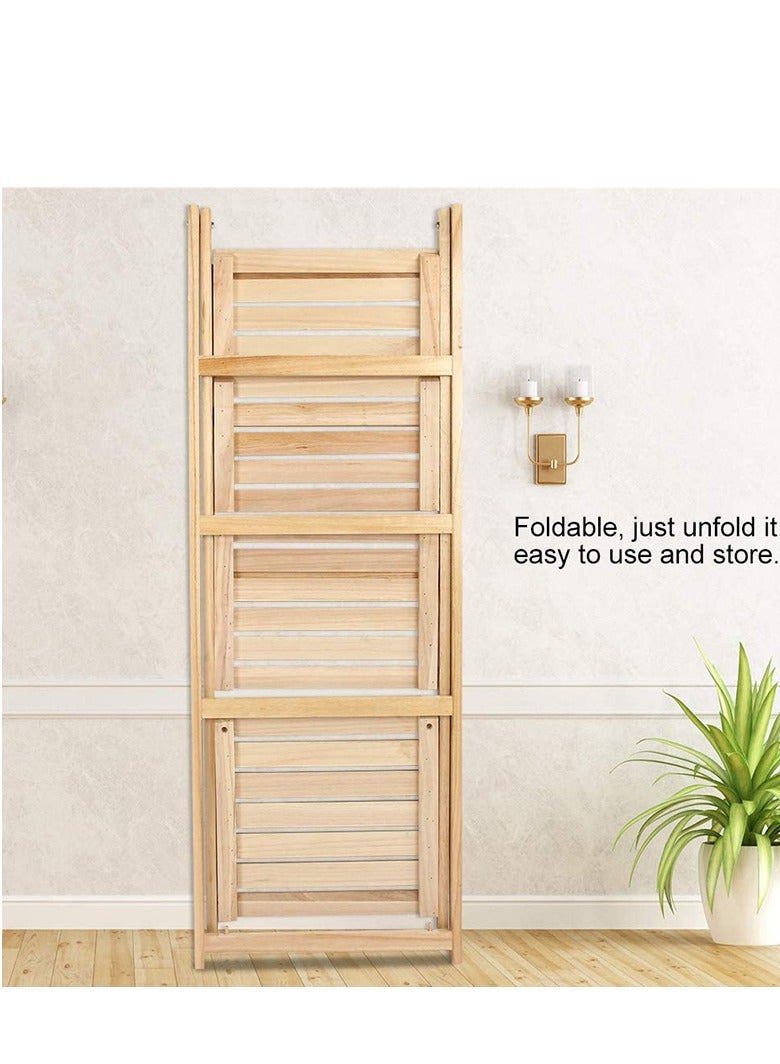 Generic FFD Foldable Plant Stand Storage Rack Natural Solid Wood, Flower Display Shelf Pot Storage Rack for Indoor Outdoor Home Garden Balcony  - Image 4