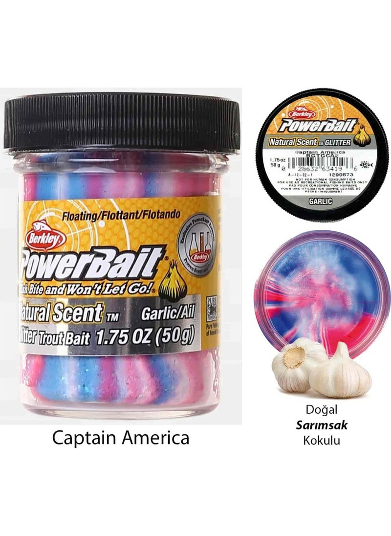 Berkley Powerbait Natural Scented Glitter Trout Dough - Captain America  - Image 2